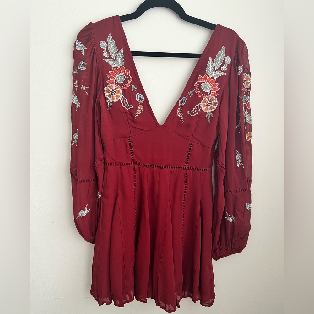 ASOS Burgubdy Embroidered Romper